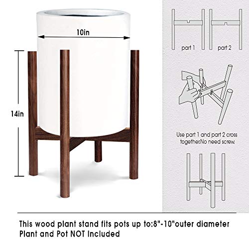 Honest Mid Century Modern Wood Indoor Plant Stand,(Plant and Pot NOT Included) Rustic Wood Flower Pot Holder (Fits Pots:8"-10",Dark Brown)