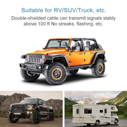 Image of 12V /24V Cigarette Lighter Power Supply Kit for Car Rear View Camera and Monitor with 15M RCA Video Connection Extension Cable.