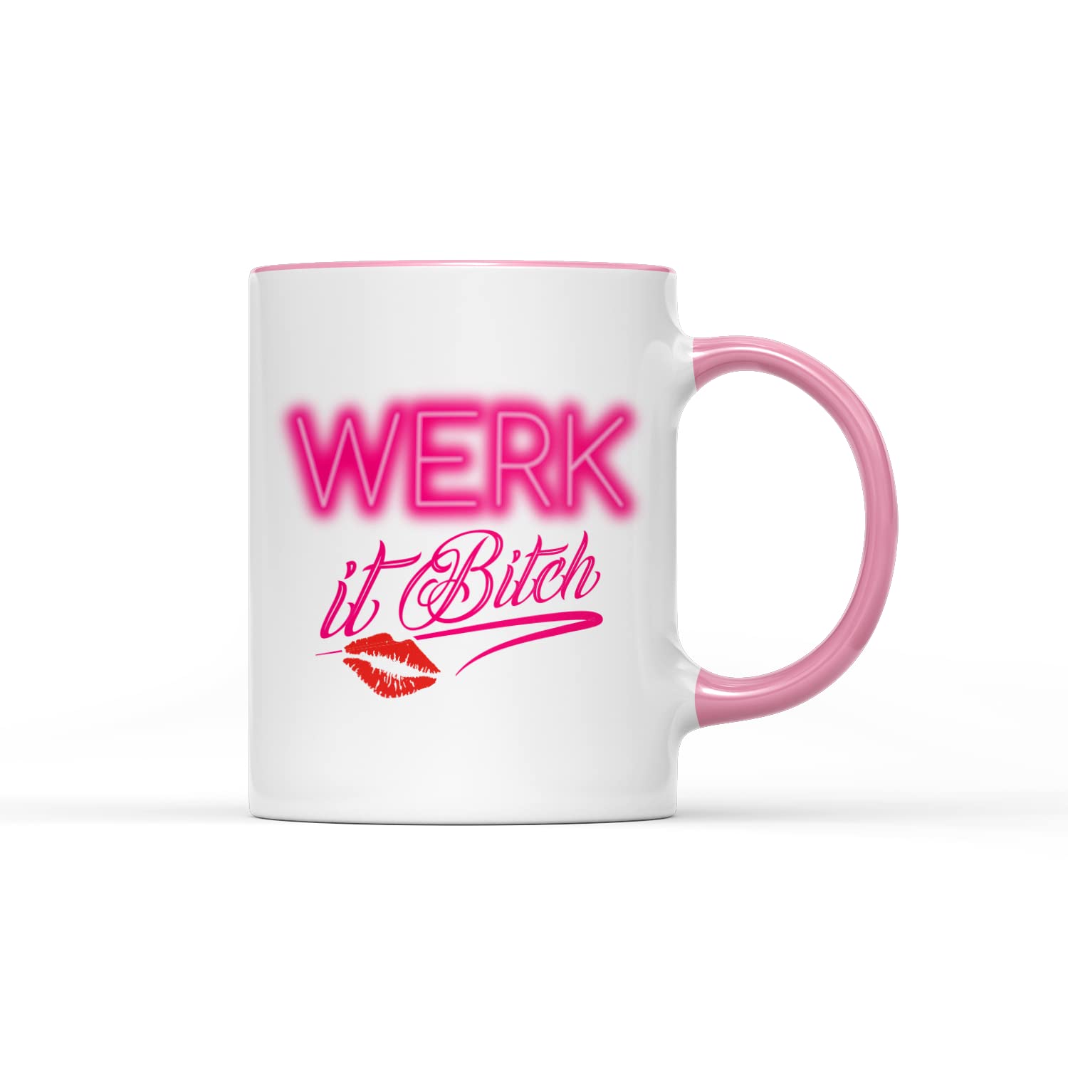 Werk It B*tch Mug - Drag Queen Race LGBT Popular TV Merch Gift Present Christmas Heavy Duty Handle Dino Coated Dishwasher/Microwave Safe Sublimation Ceramic (Pink Handle Prime)