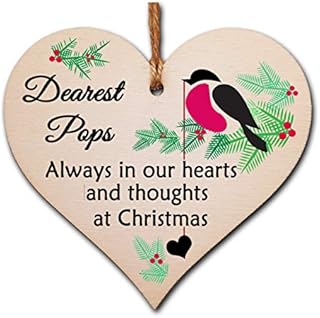 The Plum Penguin Personalised Handmade Wooden Christmas Hanging Heart Plaque Gift Always in our hearts and thoughts at Xmas lost loved ones tree decoration rememberance sentimental present