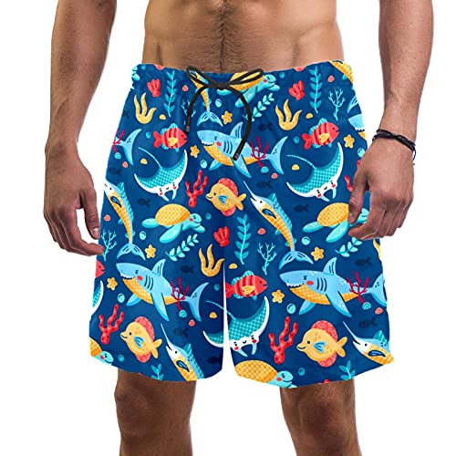 Short de bain motif tortue marine pour homme maillot de bain coloré taille L avec filet
