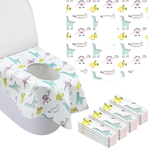 50 Pack Extra Large Toilet Seat Covers Disposable Waterproof Toddler Toilet Covers, Individually Wrapped Portable, Ideal For Kids And Adults, Potty Training In Restrooms (Delicate Dinosaur) #TOP28