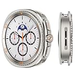 Suphart Compatibile con Cover Samsung Galaxy Watch 8 44mm, Robusta Custodia in Metallo Proteggi e Cornice Posteriore per Schermo per Galaxy Watch 8 44mm (Titanio/Arancion)