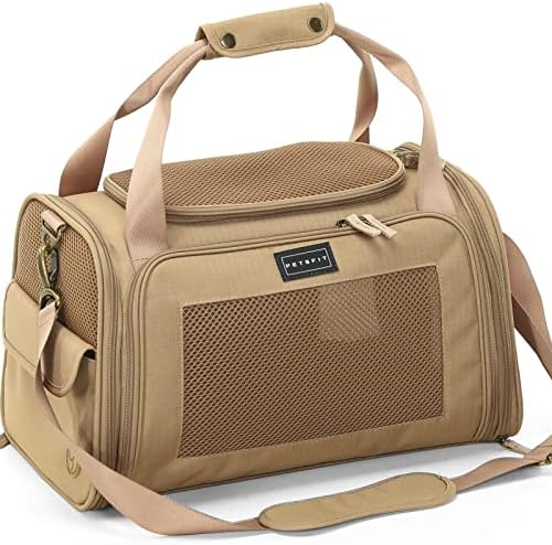 Petsfit Airline Approve Cat Carrier, Lightweight Travel Use Dog Carrier for Small Dogs, Air Circulation Mesh and Comfortable Shoulder Strap