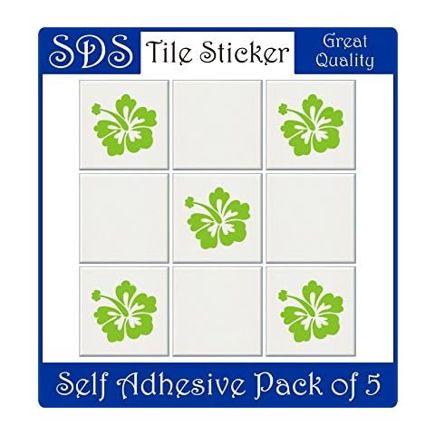 Smarts-Art Lot de 10 stickers décoratifs pour carrelage Motif chats/poules/chevaux/hibiscus Vert anis 15,2 cm Cover