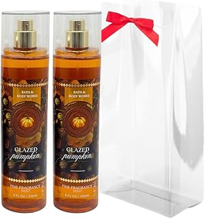 Bath & Body Works GLAZED PUMPKIN Fine Fragrance Mist 2-Pack Gift Set with Red Bow for Holidays – 8 fl oz Each – 2025 Fall Collection