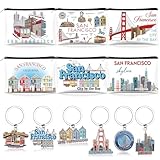 Quality and Durability: these San Francisco keychains made of sturdy metal ensure long lasting performance, suitable for attaching to your bags, backpacks, purses, or just to decorate your keys; These San Francisco cosmetic bags crafted from canvas m...