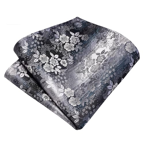 Image of GUSLESON 3.15 inch(8cm) Mens Floral Tie and Lapel Pin Necktie Hankerchief Cufflinks Set for Men