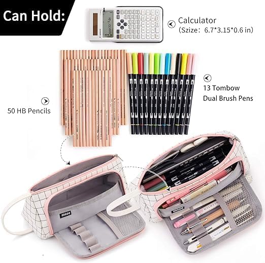 Image of Large Capacity Pencil Case Pouch, Cute Aesthetic Big Capacity Zipper Cases Pen Portable Office Stationery Makeup Bag, Desk Organizer for College Adults Women Men
