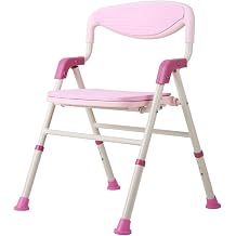 Foldable Shower Stools Shower Seat Stool Folding Aisle Chair Change Shoes Stool for Elderly/Disabled/Pregnant Women Anti-Slip Chair with Adjustable Legs Stool in Pink Max. 200kg