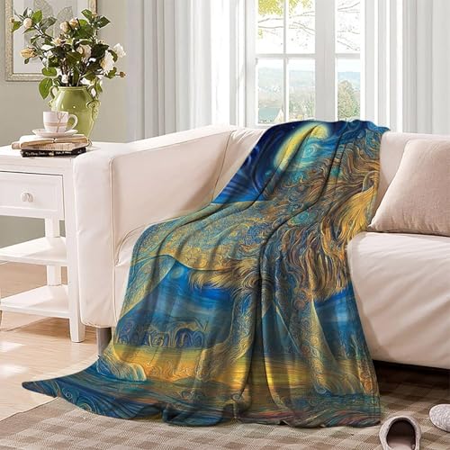 Couverture de voyage contre le froid plaid lion microfibre isolant lit canapé - 4