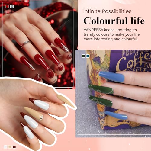 VANREESA 34 PCS Gel Nail Polish Set with Lamp Starter Kit, 18 Colours Gel Nail Kit Classic Popular Pink Red Glitter Soak Off Gels Polish Set with Manicure Tools Nails Salon Set Gifts for Women - Image 5