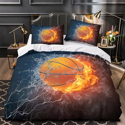 Housse couette basket 3D microfibre sans pli parure lit 220x240