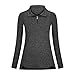 QinCiao Lightweight Breathable Women's Long Sleeve V-Neck Half-Zip Athletic Shirt Quick-Dry for Golf Tennis Running Outdoor Sports Black X-Large