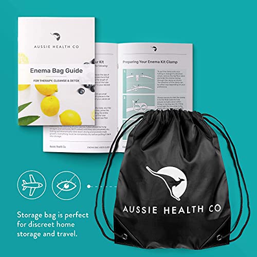 Aussie Health Co Large Enema Bulb Kit - 13 Oz Anal Douche With Leak Proof Lid, 3 Comfort Rubber Comfort Tips, Tubing, Storage Bag And Instruction Guide - For Colon Cleansing, Detox And Constipation #TOP7