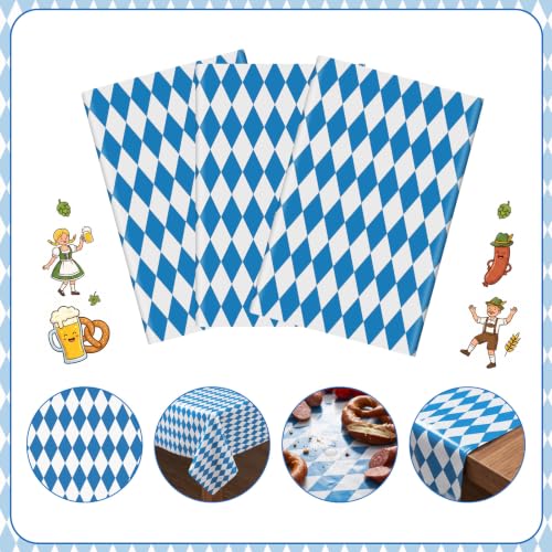 Hayfige 3 Pack Oktoberfest Tablecloth - Blue and White Checkered Tablecloth, German Beer Table Cloth Rectangular, Bavarian Table Cover for Beer Festival Oktoberfest Decorations Party, 54 x 108 inch - image 3
