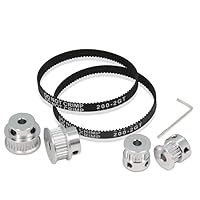 Vista 19 de Zeberoxyz 2 piezas de conjunto GT2 Rueda sincrónica de 20 y 80 dientes, polea de distribución de aluminio de 12 mm de diámetro con 2 piezas