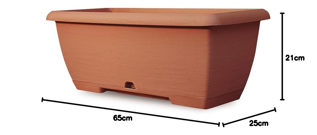 Jardinera mediana Terrae de 65 cm, con reserva de agua, color terracota