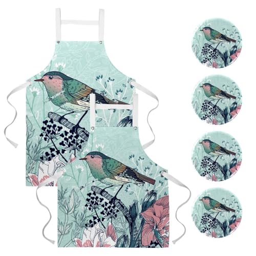 Tablier de cuisine lot de 2 tablier serveuse restaurant bistrot bar floral