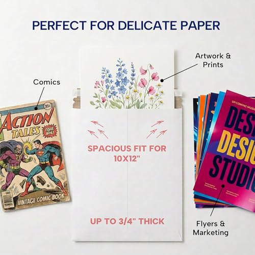 Image of BOX USA Rigid Mailers 11 inch x 13 inch (100-Pack) - Cardboard Mailer Envelopes for Photos, Catalogs, Art Prints - Stay Flat