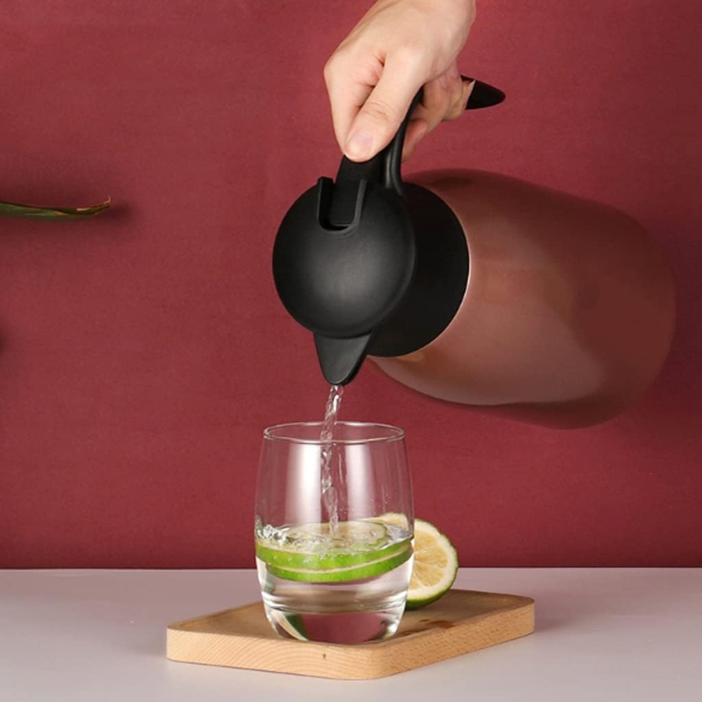 HBJWOV 2L Stainless Steel Vacuum Insulated Jug Thermal Carafe Wall Insulation Pot for Household Coffee Juice Milk Tea Beverages