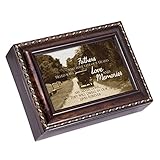 Cottage Garden Fathers Who Left Hearts Filled Memories Burlwood Rope Trim Jewelry Music Box Plays Canon in D