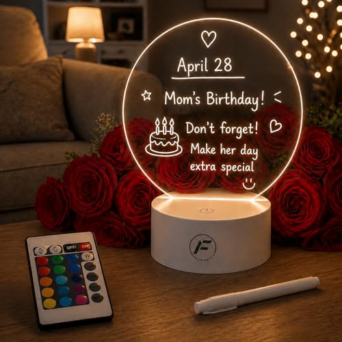 Image of Lamp Table Personalized DIY Message Board Night Light - USB Powered with Erasable Pen and Remote Control - RGB Lamp, for Notes & Reminders, Cute Room Decor, Birthday Gift, Bedroom Desk Lamp