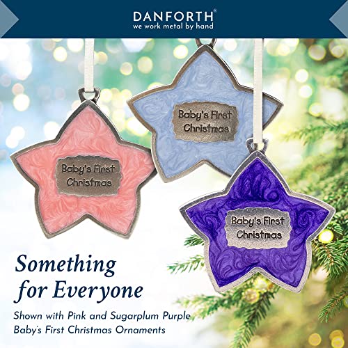 Danforth Pewter Personalized Baby Boy First Christmas Ornament – Customized, Monogrammed & Engraved Keepsake For New Baby Boy –My First Christmas Ornament – 2” Baby Blue Star – Made In Usa #TOP5