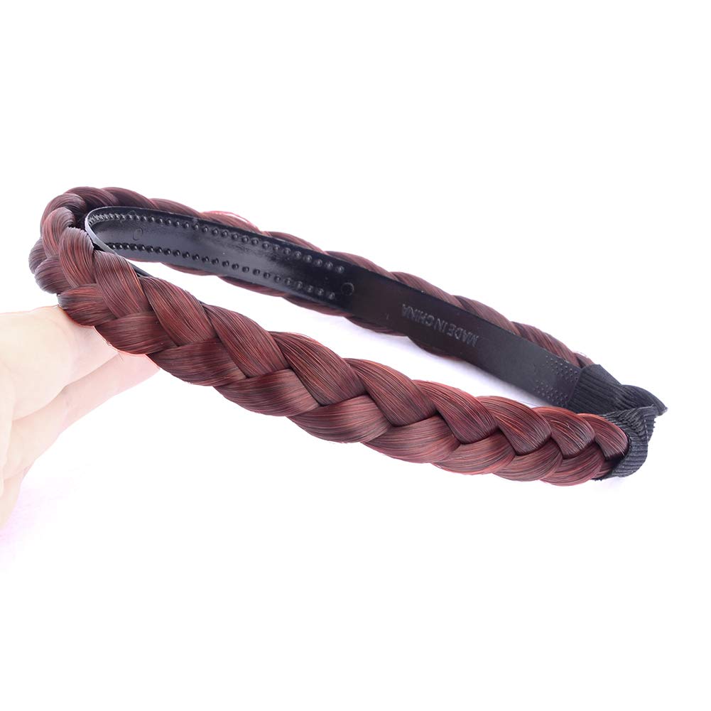 BOBIYA Burgundy Synthetic Hair Plaited Headband Braid Braided With Teeth Hair Band Accessories for Women Girl - Image 2