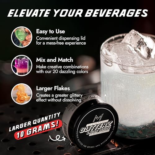 Image of MONEGASQUE Snow White Edible Glitter for Drinks & Cakes, Drink Glitter, 10g | Cocktail Shimmer Powder, for Cupcakes, Champagne & Macarons, Cocktail Garnish, Vegan, Gluten-Free, for Bakers & Mixologists
