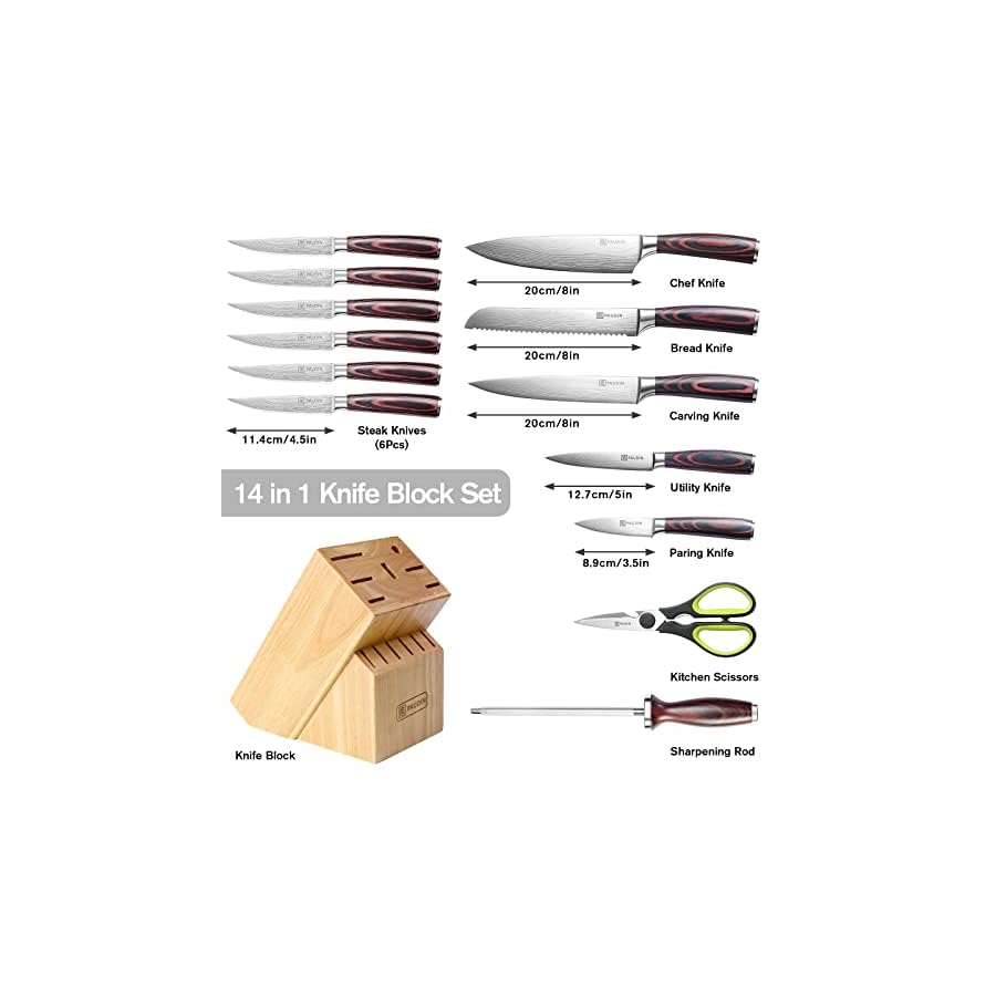 PAUDIN-Kitchen-Knife-Block-Set-14-Pieces-Knife-Sets-for-Kitchen-with-Block-High-Carbon-German-Stainless-Steel-and-Pakkawood-Handle-Knife-Set-with-Block-Sharp-Kitchen-Knife-Sets-with-Block PAUDIN Kitchen Knife Set with Block, 14 Pieces Knife Sets for Kitchen with Block, High Carbon German Stainless Steel Sharp Chef Knife Set with Ergonomic Pakkawood Handle