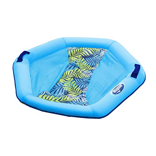 Aqua Deluxe Supreme Hex Pool Chair Lounge, Luxury Fabric, Suntanner Pool Chair Float, Adult Pool Float, Heavy Duty, Blue Fern #TOP4
