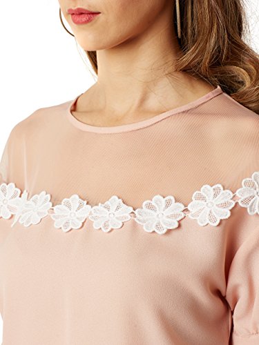 Image of Miss Chase Women's Light Pink Sheer Lace Top
