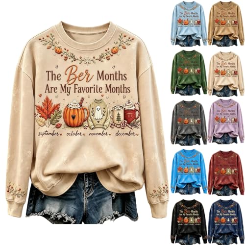 Sweatshirt for Women Crew Neck Fall Outfits Vintage Long Sleeve Blouses - image 1