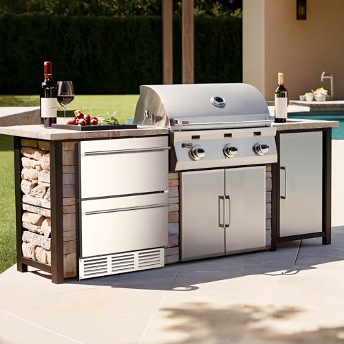 Image of 24 inch Under Counter Refrigerator, Stainless Steel 2-Drawer Fridge, Silver