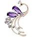Latigerf Women's Peacock Bird Purple Swarovski Elements Crystal Brooches and Pin Gold Plated for Party
