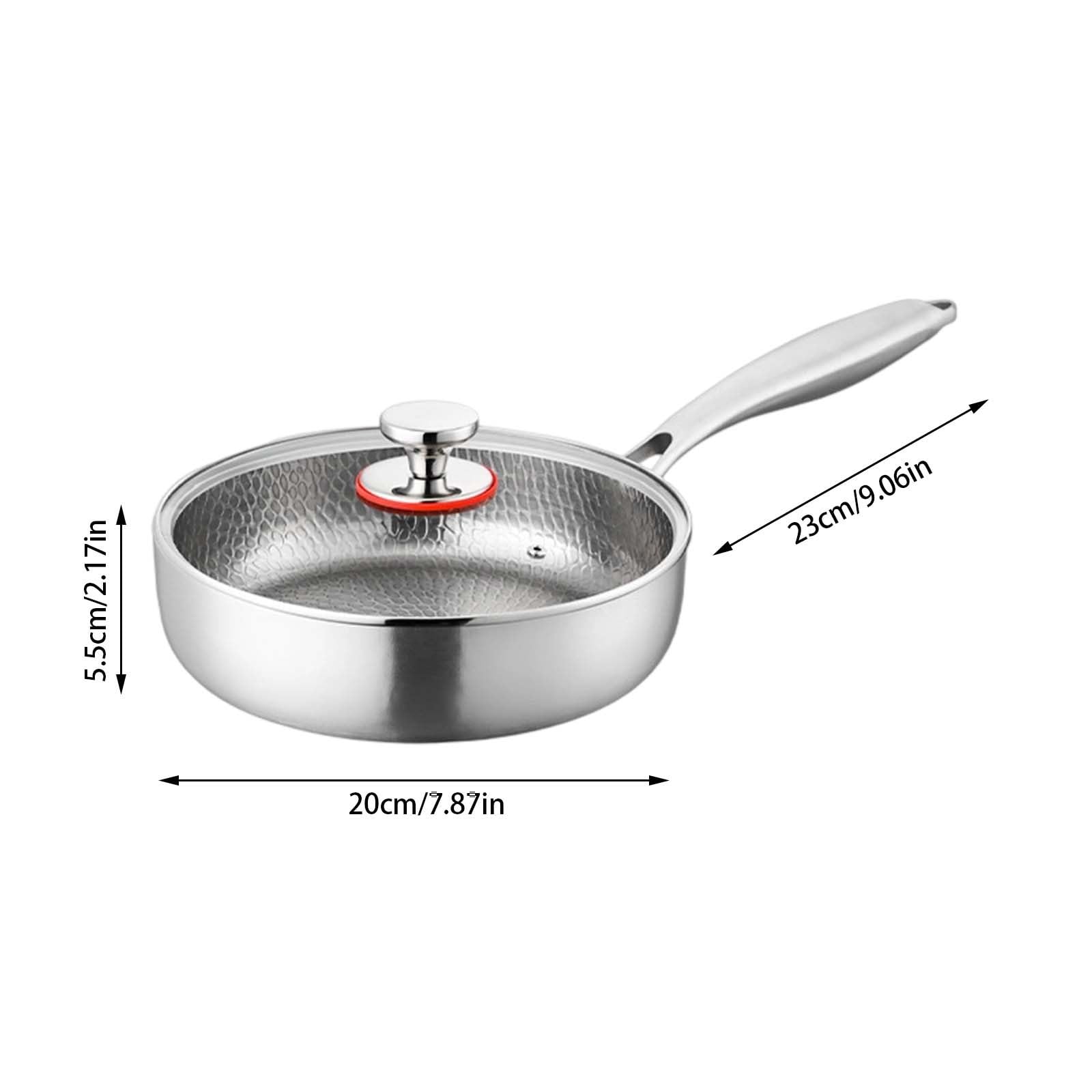 Padella Pro in titanio martellato con coperchio, padella antiaderente, padella con coperchio, rivestimento antigraffio, compatta e leggera, per piano cottura a induzione, campeggio, cottura (20 cm)