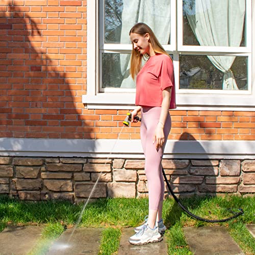 Fevone Garden Hose 100 Ft, Flexible And Lightweight - Kink Free, Easy To Coil, 3/4" Solid Aluminum Fittings - No Leak, 5/8" Id, Heavy Duty Water Hose, Hybrid Polymer Garden Hose #TOP2