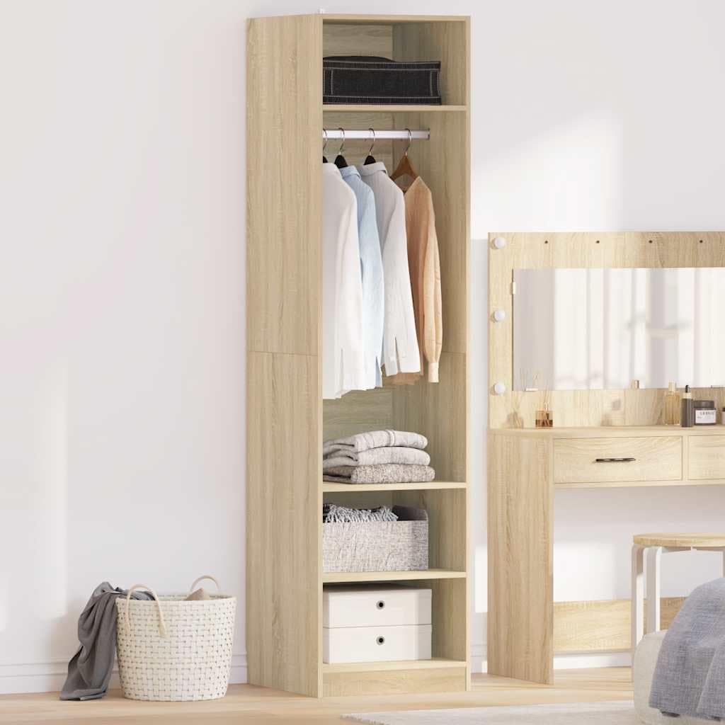 vidaXL Armario de Contrachapada Mobiliario Hogar Solución Almacenamiento Organización Ropa Accesorios Elegante Duradero Color Roble Sonoma 50x50x200cm