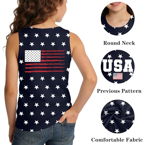 Image of Ithalt Girls 4th of July Tank Top for Kids Boys USA Patriotic Shirt American Flag Tshirt Red White and Blue Sleeveless