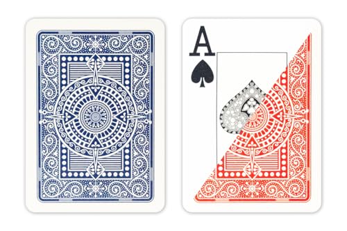 Modiano Texas Holdem Poker Playing Cards 100% Plastic Jumbo (Large) Index Blue & Red 2-Deck Set Made in Italy