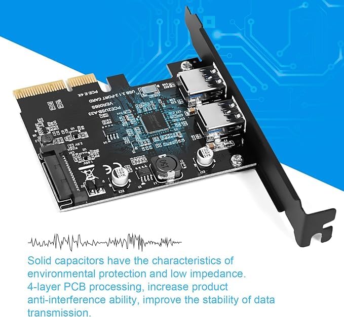 Carte de contrôle, PCI express x4 à 2 ports usb 3.1, type A , pci-e usb 3.1, pu