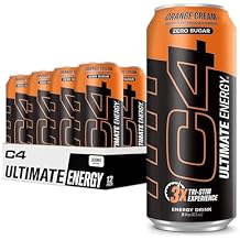 C4 Ultimate Sugar Free Energy Drink 16oz Pack of 12 | Orange Cream | Pre Workout Performance Drink with No Artificial Colors or Dyes