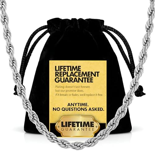 LIFETIME JEWELRY 5mm White Gold Chain for Men & Women 24k Real Gold Plated Diamond Cut Gold Rope Chain for Men & Gold Chain Necklace Women 16 to 36 Inch
