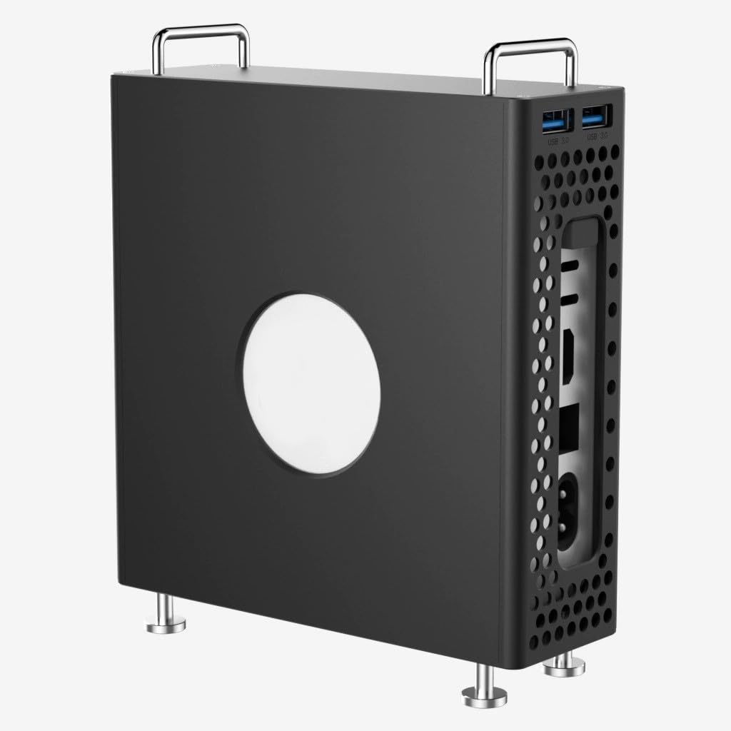 Generico Chassis per Mac Mini M4/M4 Pro 2024, supporto verticale per computer, chassis in lega di alluminio, base di raffreddamento antipolvere (Nero)