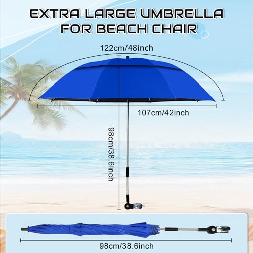 FormiPow 2 Pack 48.6" Double Canopy Chair Umbrella with Clamp, Blue by FormiPow - Image 2