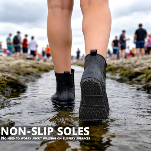 Image of Rain Boots for Men and Women, Waterproof Ankle Deck Boots Anti-Slip Mud Shoes for Garden Outdoor Work Fishing Farming