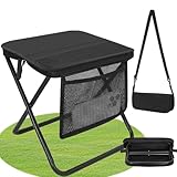 HUIZHOU Sgabello Pieghevole Portatile da Campeggio, Sedia Esterna Compatta e Leggera con Borsa e Cerniera, Robusta e Stabile, Ideale per Pesca, Escursionismo, Viaggi e Attività Outdoor (Nero)