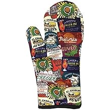New Orleans Iconic Food Logos Design Oven Mitt Cotton Polyester Kitchen Glove Souvenir Gift Heat Resistant Cooking Accessory for Baking, BBQ, and Everyday Use