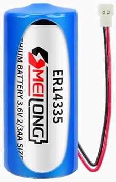 1-Pack ER14335 Battery 3.6V 1650mAh 2/3AA Size Non-Rechargeable Disposable Lithium Battery with 51005 White Connector